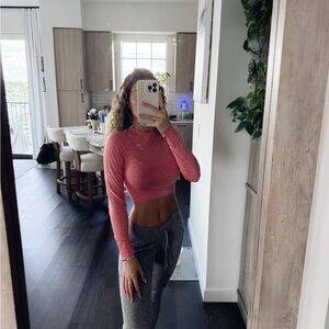 Gymshark Long-Sleeve Pink Crop Top (Size XS)